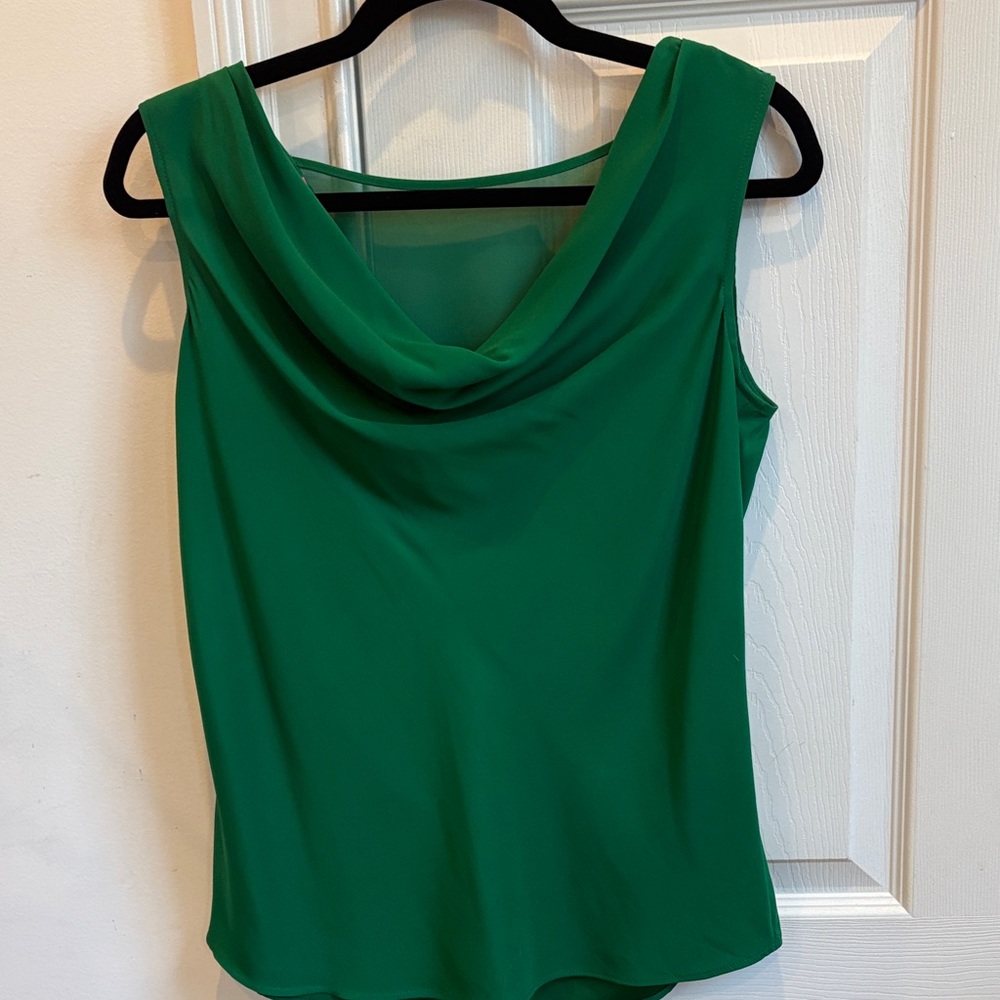 Catherine Malandrino Vibrant Green Cowl Neck Sleeveless Blouse